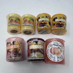 Yankee Candle Mixed Set of 7 Votive Candles Peach, Sunflower, Citrus, Apple Rose